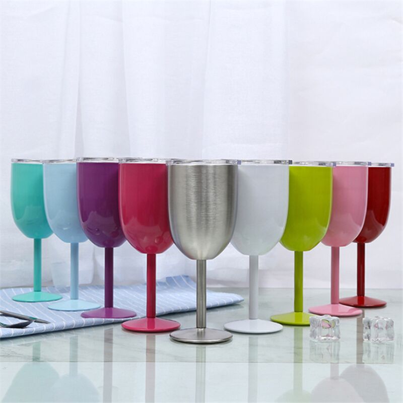 Set of 9 10oz insulated wine glasses - double-walled, leakproof design